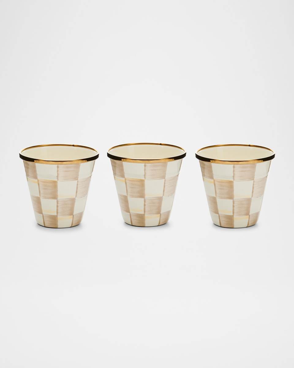 Mocha Check Herb Pots, Set of 3